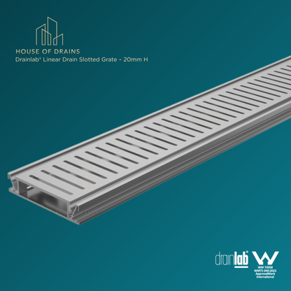 Drainlab® Linear Drain Slotted Grate – 20mm H Silver