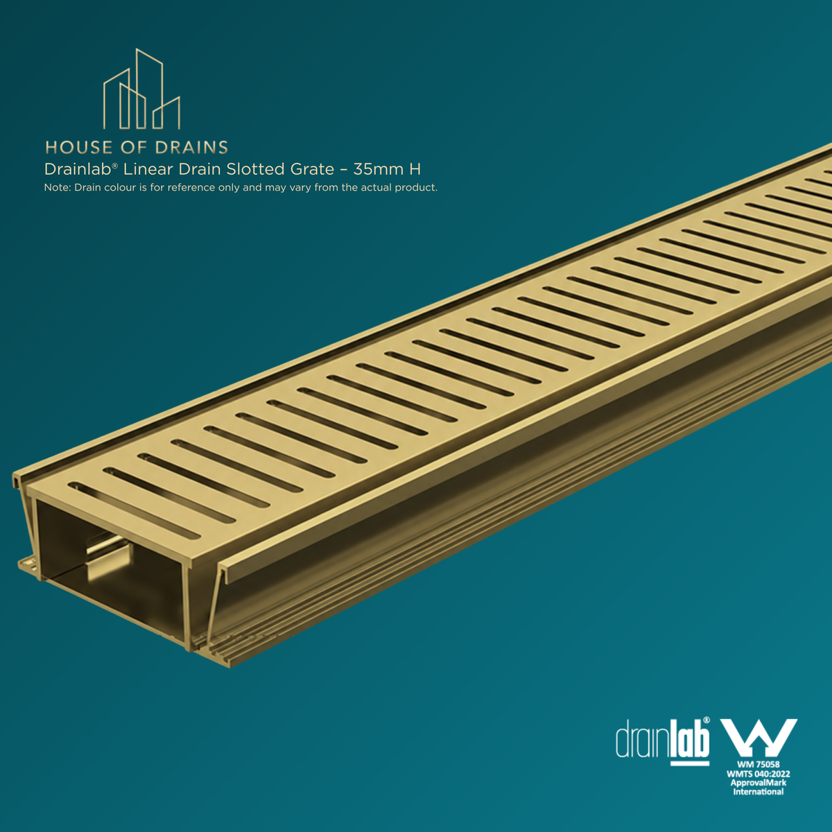 Drainlab® Linear Drain Slotted Grate – 35mm H Gold