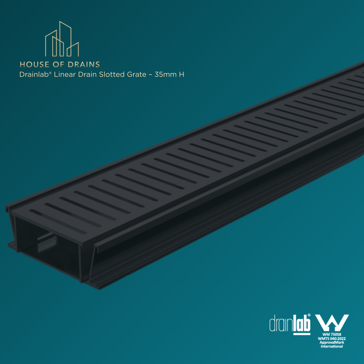 Drainlab® Linear Drain Slotted Grate – 35mm H Black