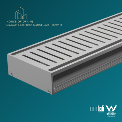 Drainlab® Linear Drain Slotted Grate – 35mm H Silver