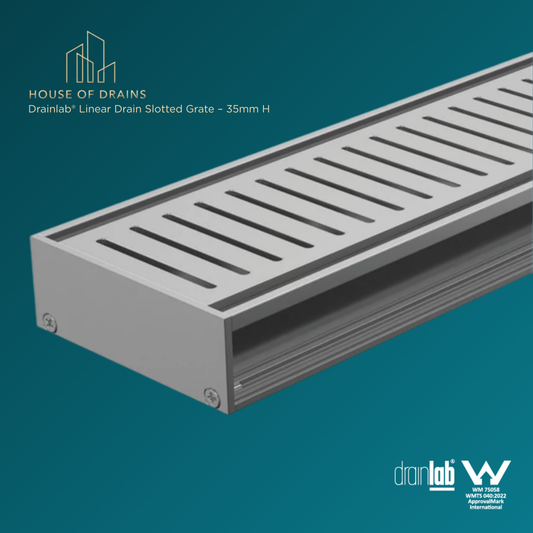 Drainlab® Linear Drain Slotted Grate – 35mm H Silver