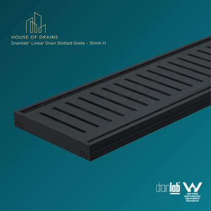 Drainlab® Linear Drain Slotted Grate – 15mm H Black