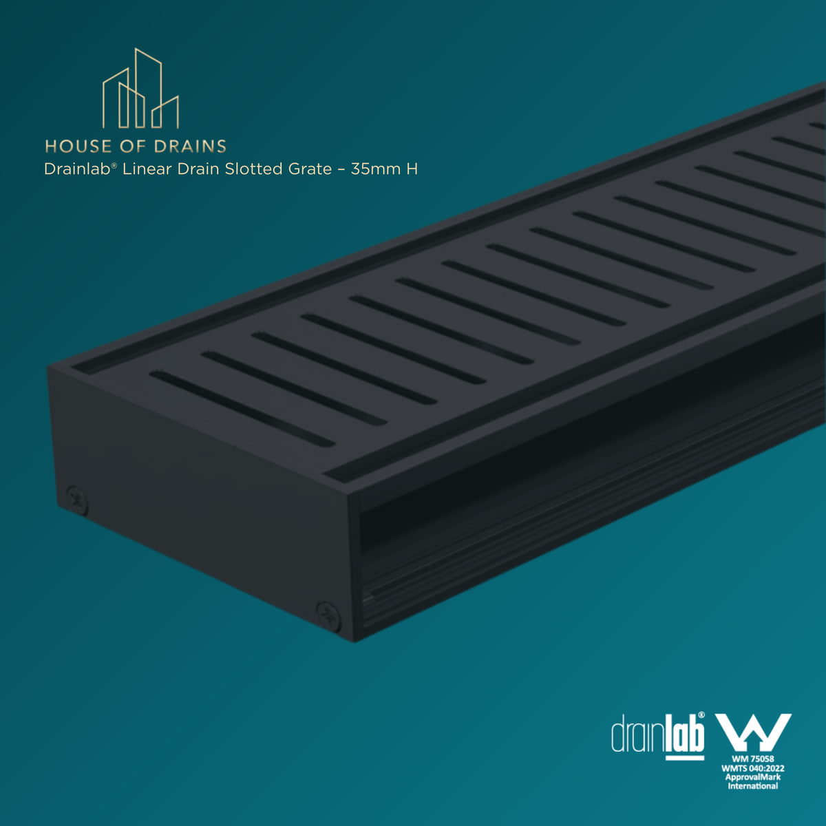 Drainlab® Linear Drain Slotted Grate – 35mm H Black
