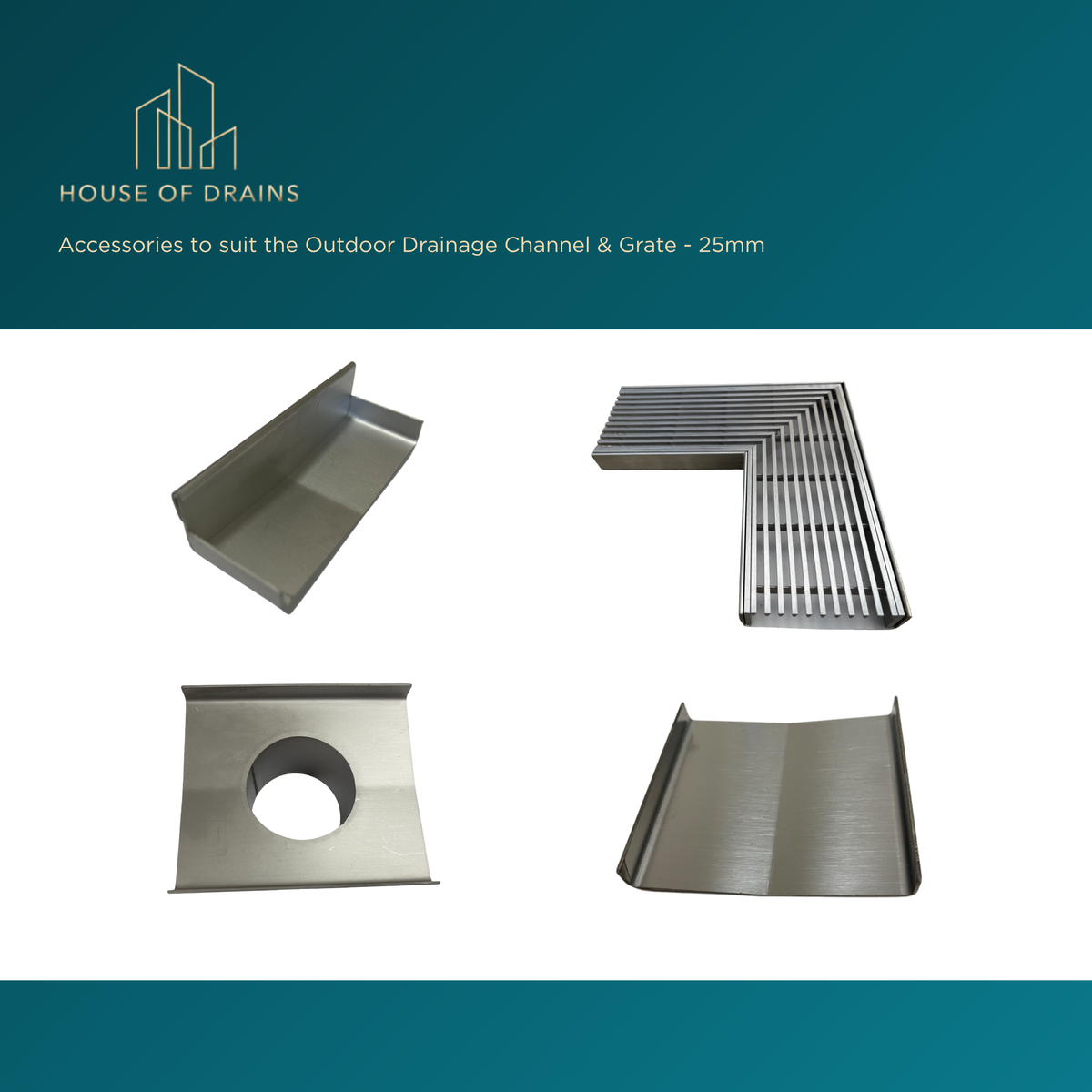 316 Marine Grade S/s Outdoor Drainage Channel & Grate - 25mm