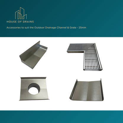316 Marine Grade S/s Outdoor Drainage Channel & Grate - 25mm