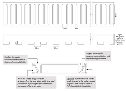 Drainlab® Linear Drain Slotted Grate – 15mm H Black