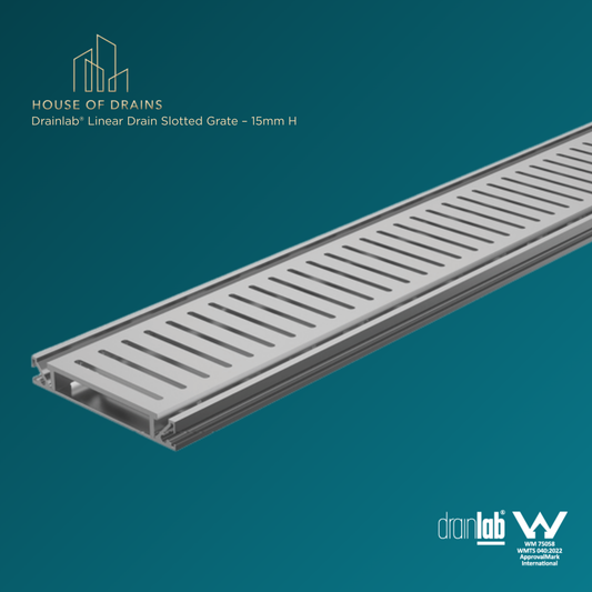 Drainlab® Linear Drain Slotted Grate – 15mm H Silver