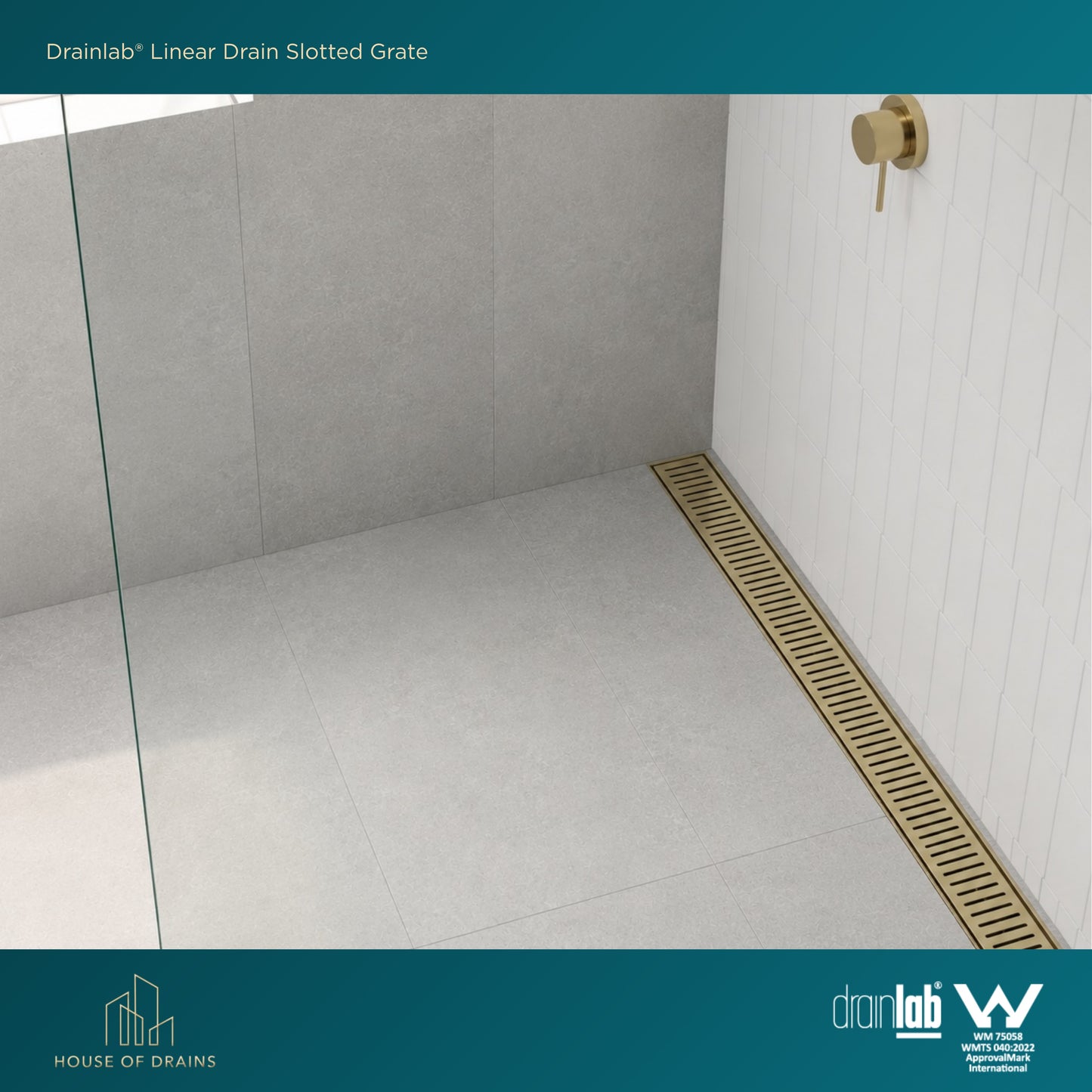 Drainlab® Linear Drain Slotted Grate – 15mm H Gold