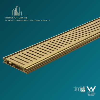 Drainlab® Linear Drain Slotted Grate – 15mm H Gold