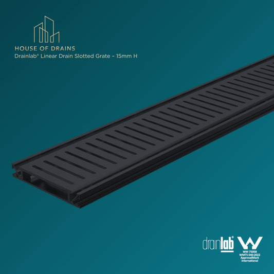 Drainlab® Linear Drain Slotted Grate – 15mm H Black