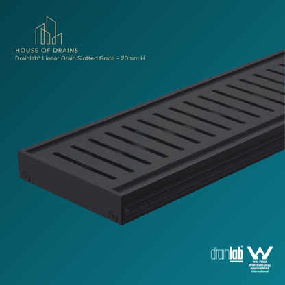 Drainlab® Linear Drain Slotted Grate – 20mm H Black