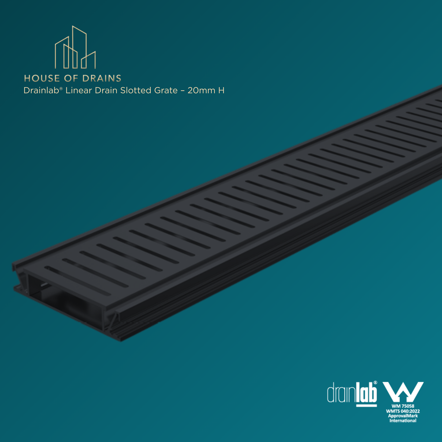 Drainlab® Linear Drain Slotted Grate – 20mm H Black