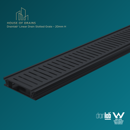 Drainlab® Linear Drain Slotted Grate – 20mm H Black