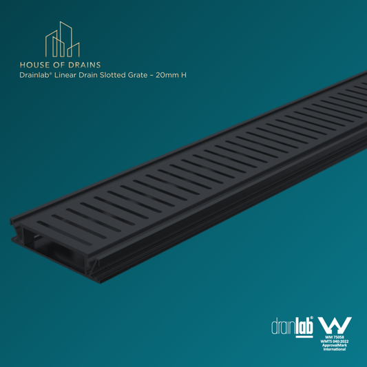 Drainlab® Linear Drain Slotted Grate – 20mm H Black