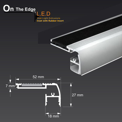 On The Edge LED Stair Treads - Inset with Rubber Insert