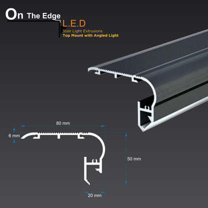 On The Edge LED Stair Treads - Top Mount with Rubber Insert