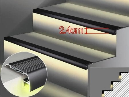 On The Edge LED Stair Treads - Top Mount with Rubber Insert